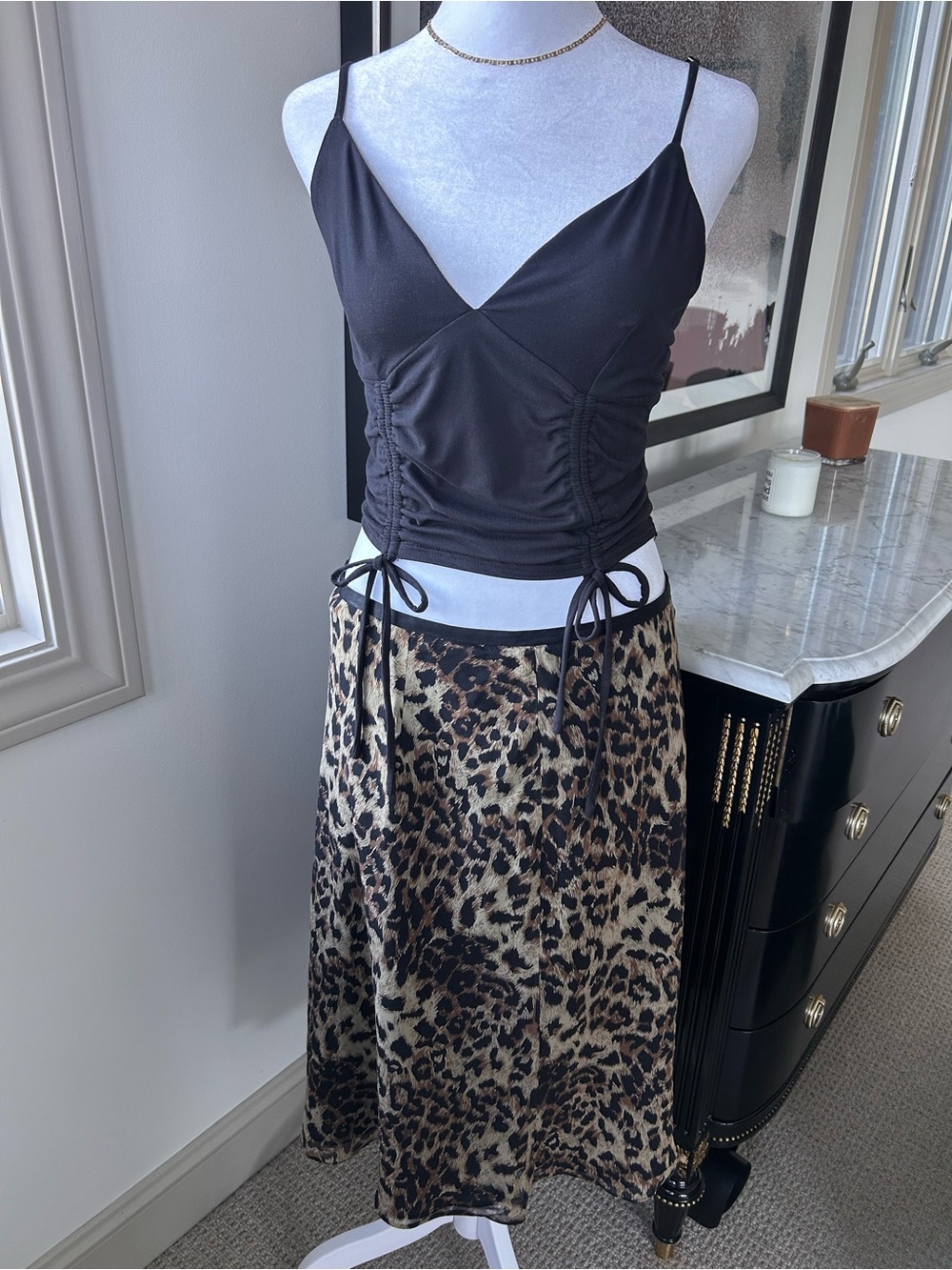 Charter Club Leopard Print silk midi skirt